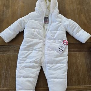 Kensie Girl White Quilted Baby Snowsuit